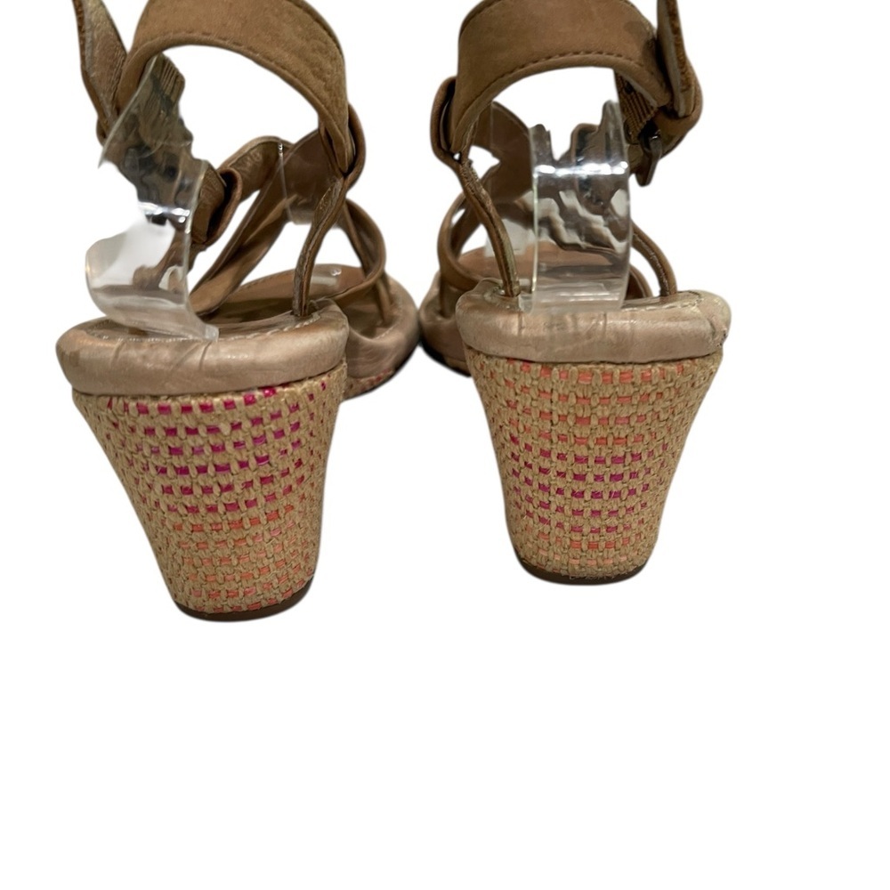 UGG Gaiana Leather Wedge Strappy Sandal SZ 6.5 Tan - Picture 5 of 9